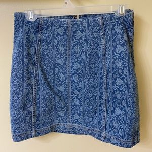 Free People Paisley Print Modern Femme Denim Skirt- Size 6